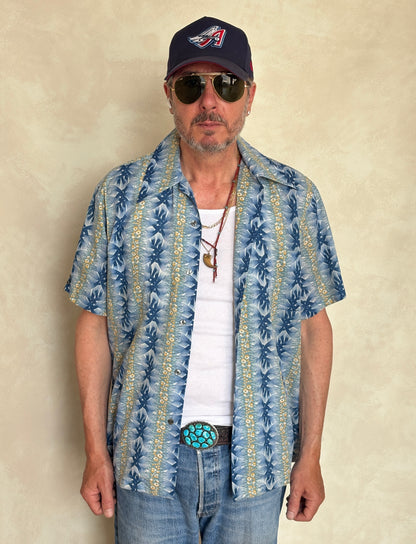 Large Vintage 70s Hawaiian Thin Cotton Shirt | Retro Island Fashion-AJ357 Studio