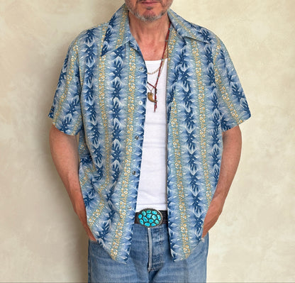 Large Vintage 70s Hawaiian Thin Cotton Shirt | Retro Island Fashion-AJ357 Studio