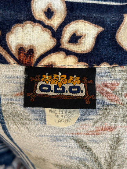 Large Vintage 90s Hawaiian Barkcloth Cotton Shirt Made in USA-AJ357 Studio
