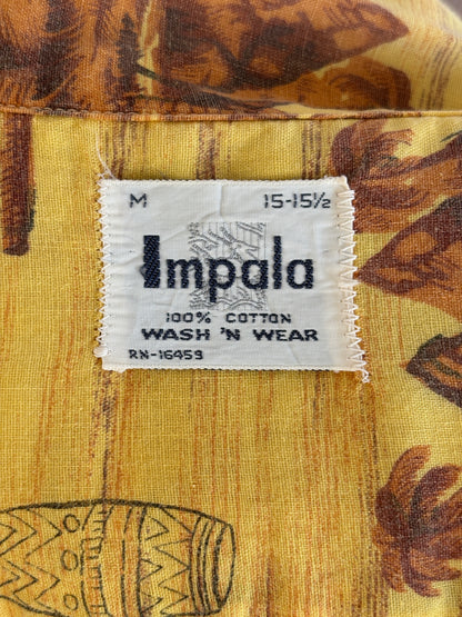 Vintage 60s Hawaiian Yellow By Impala Cotton Shirt - Size M | Retro Style-AJ357 Studio