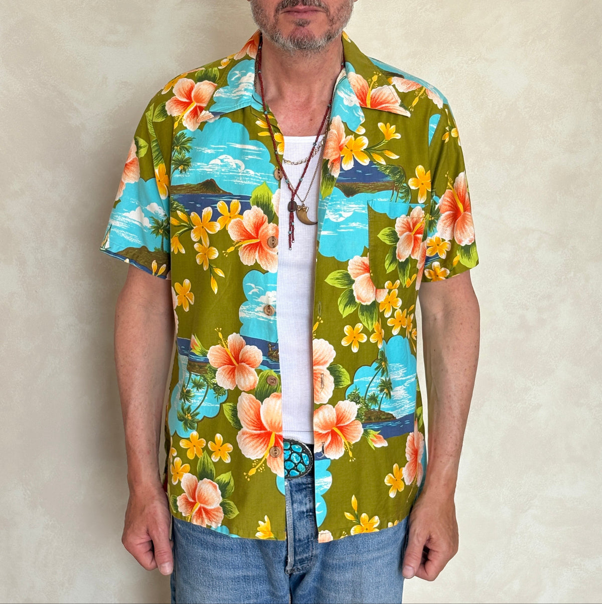 Vintage 70s Hawaiian Cotton Shirt Made in Hawaii | Size M-AJ357 Studio