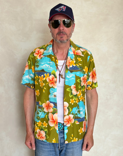 Vintage 70s Hawaiian Cotton Shirt Made in Hawaii | Size M-AJ357 Studio