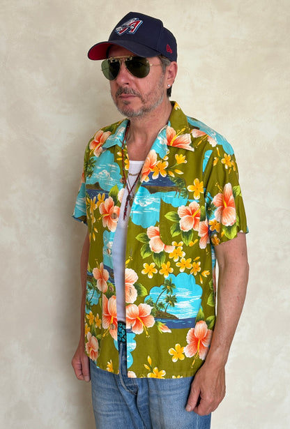 Vintage 70s Hawaiian Cotton Shirt Made in Hawaii | Size M-AJ357 Studio