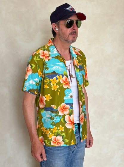 Vintage 70s Hawaiian Cotton Shirt Made in Hawaii | Size M-AJ357 Studio