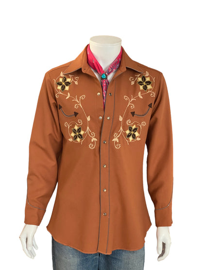 Size Med. Vintage 70s embroidered H Bar C western shirt-AJ357 Studio