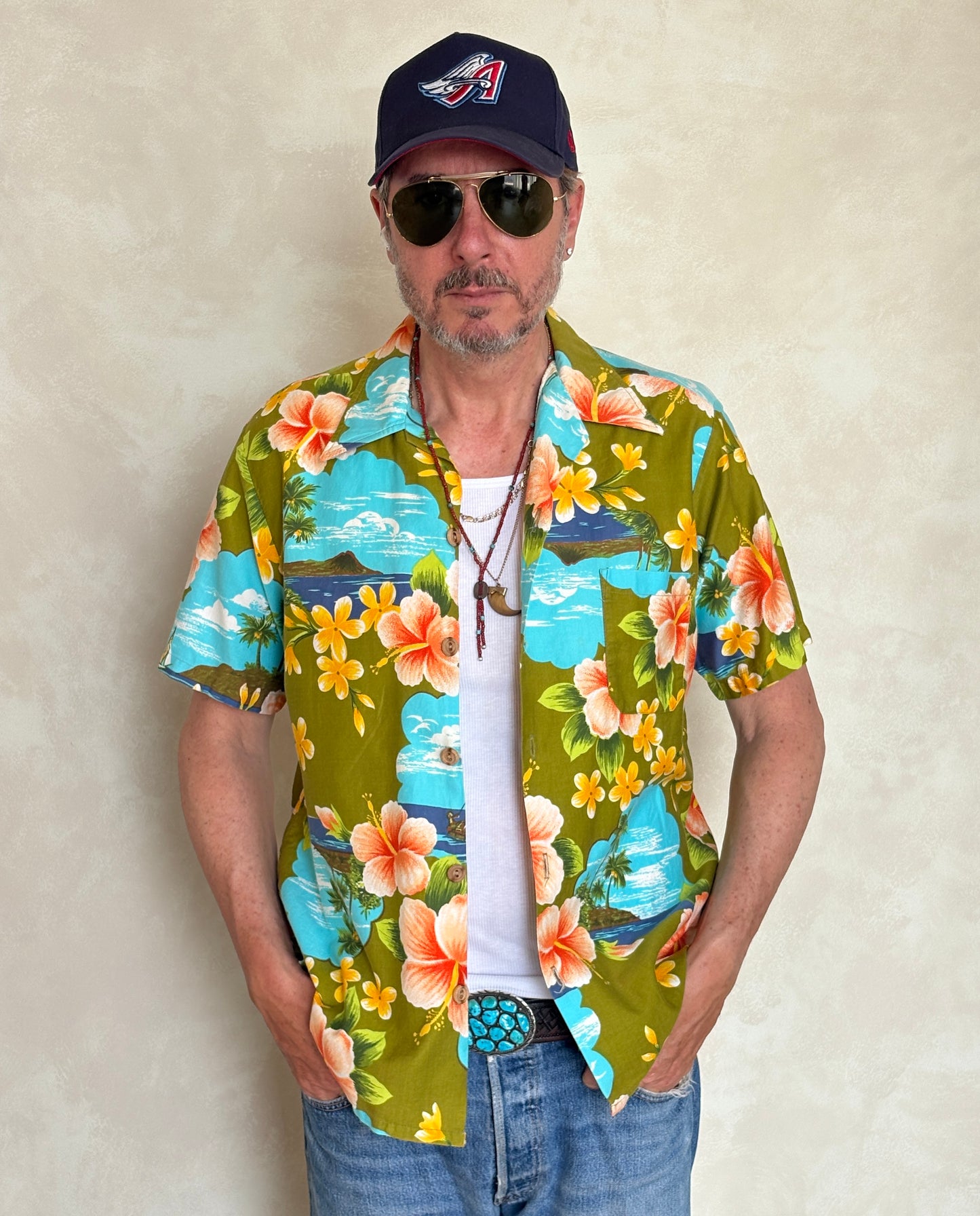 Vintage 70s Hawaiian Cotton Shirt Made in Hawaii | Size M