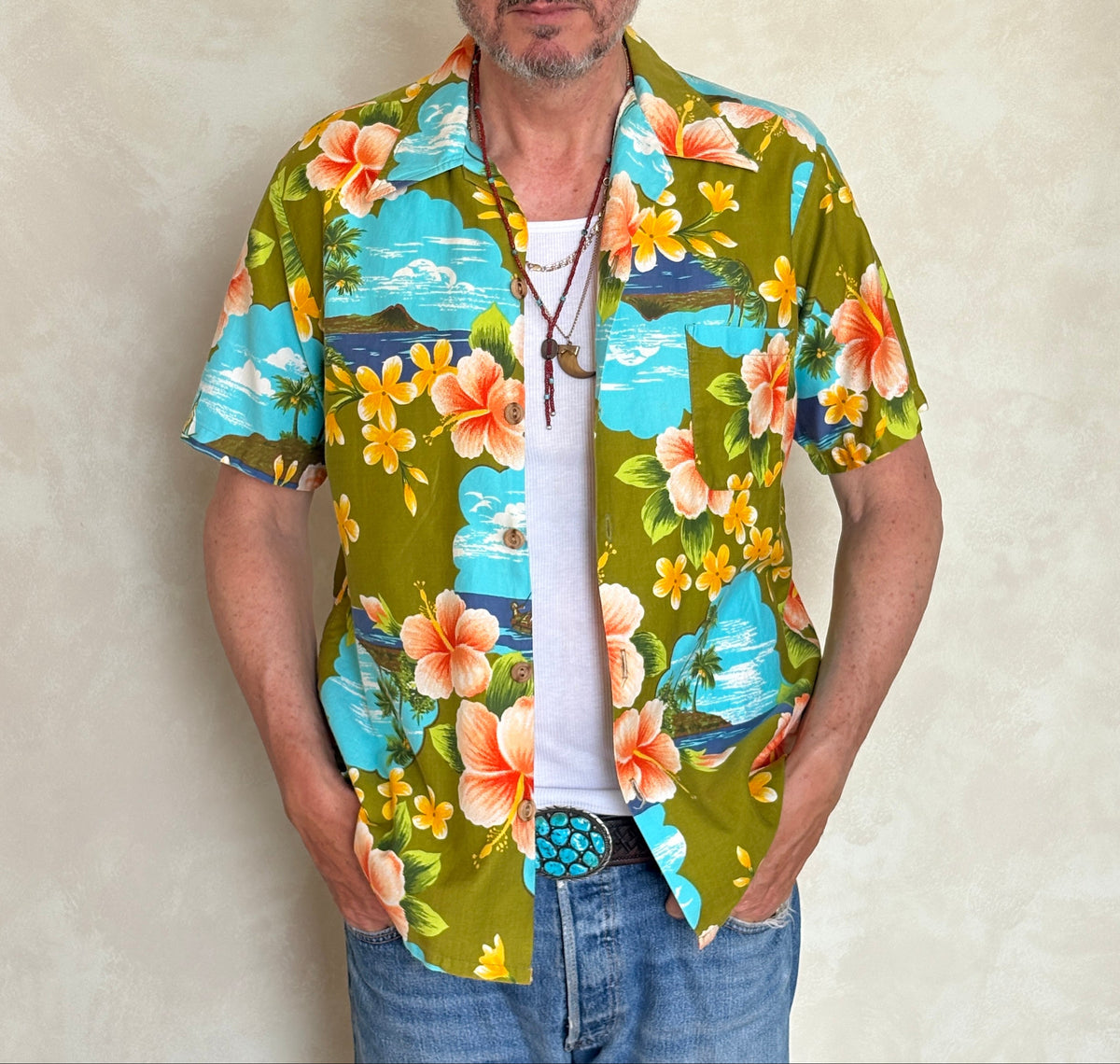 Vintage 70s Hawaiian Cotton Shirt Made in Hawaii | Size M-AJ357 Studio