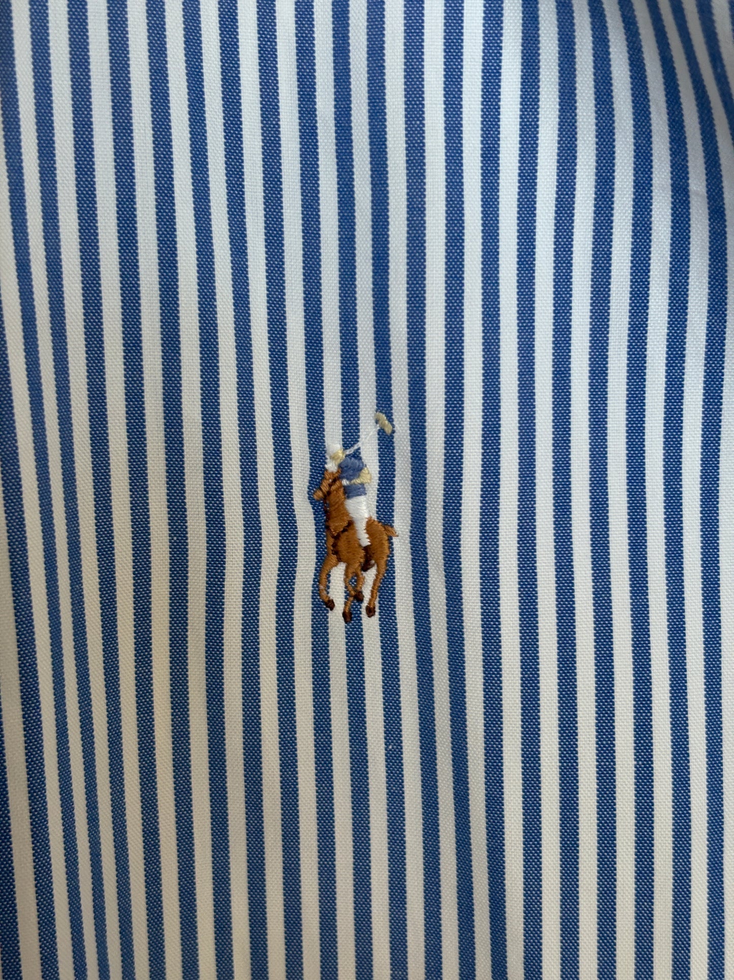 Ralph Lauren YARMOUTH Button-Down Shirt Large | Blue White Stripe Cotton | Made in USA | Preppy Mens Oxford Shirt