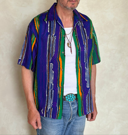 Size M. Vintage 70s Hawaiian cotton shirt made In Hawaii Alfred Shaheen-AJ357 Studio