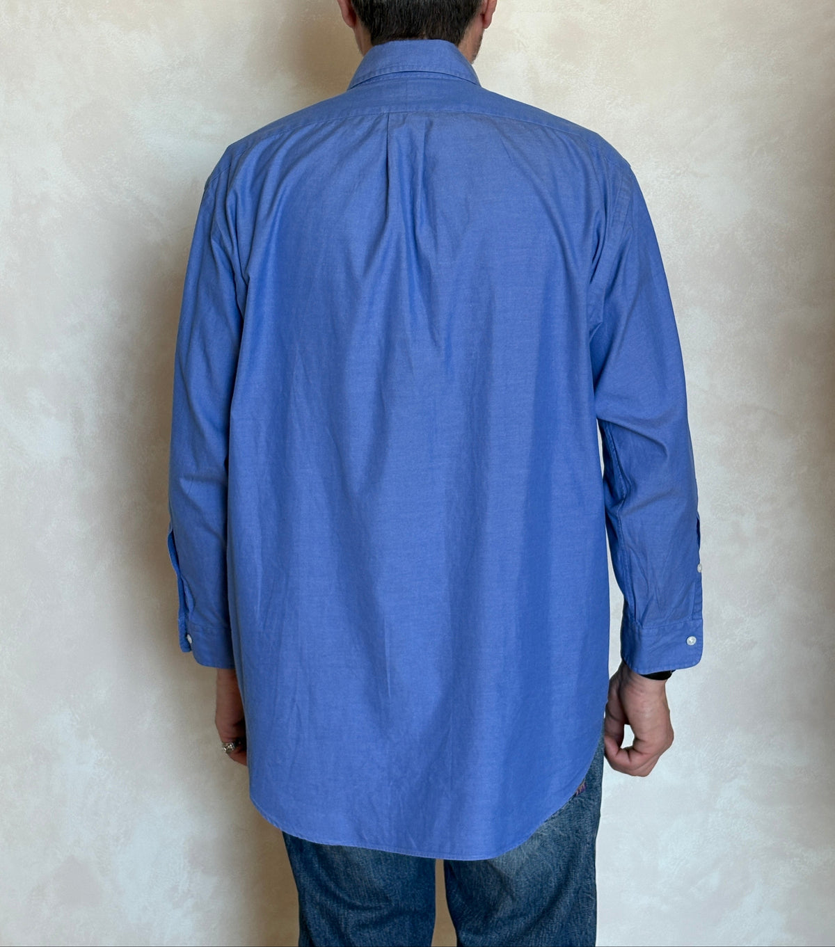 Ralph Lauren YARMOUTH Button-Down Shirt Large | Solid Blue Pinpoint Oxford Cotton | Mens Classic Shirt-AJ357 Studio