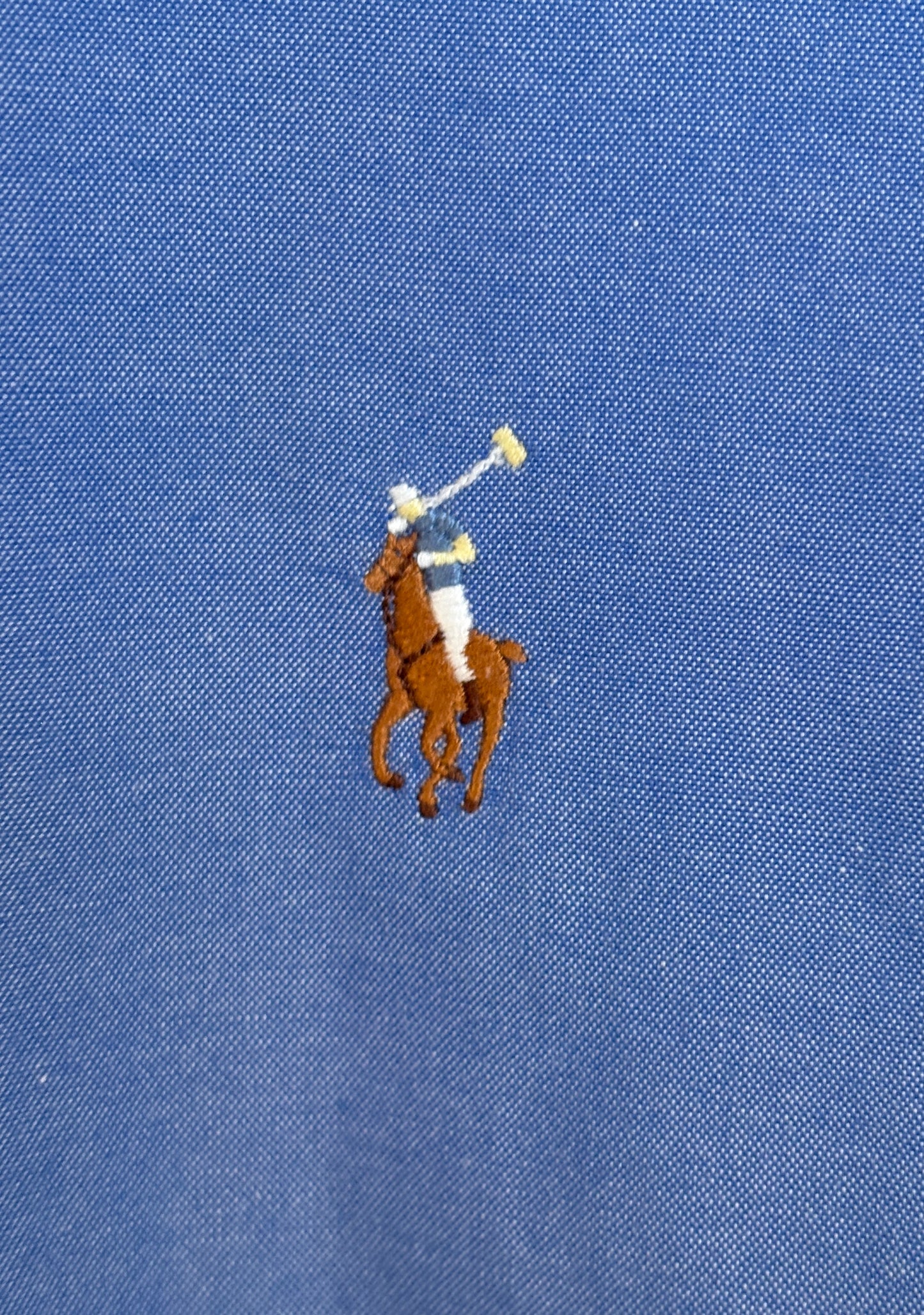 Ralph Lauren YARMOUTH Button-Down Shirt Large | Solid Blue Pinpoint Oxford Cotton | Mens Classic Shirt