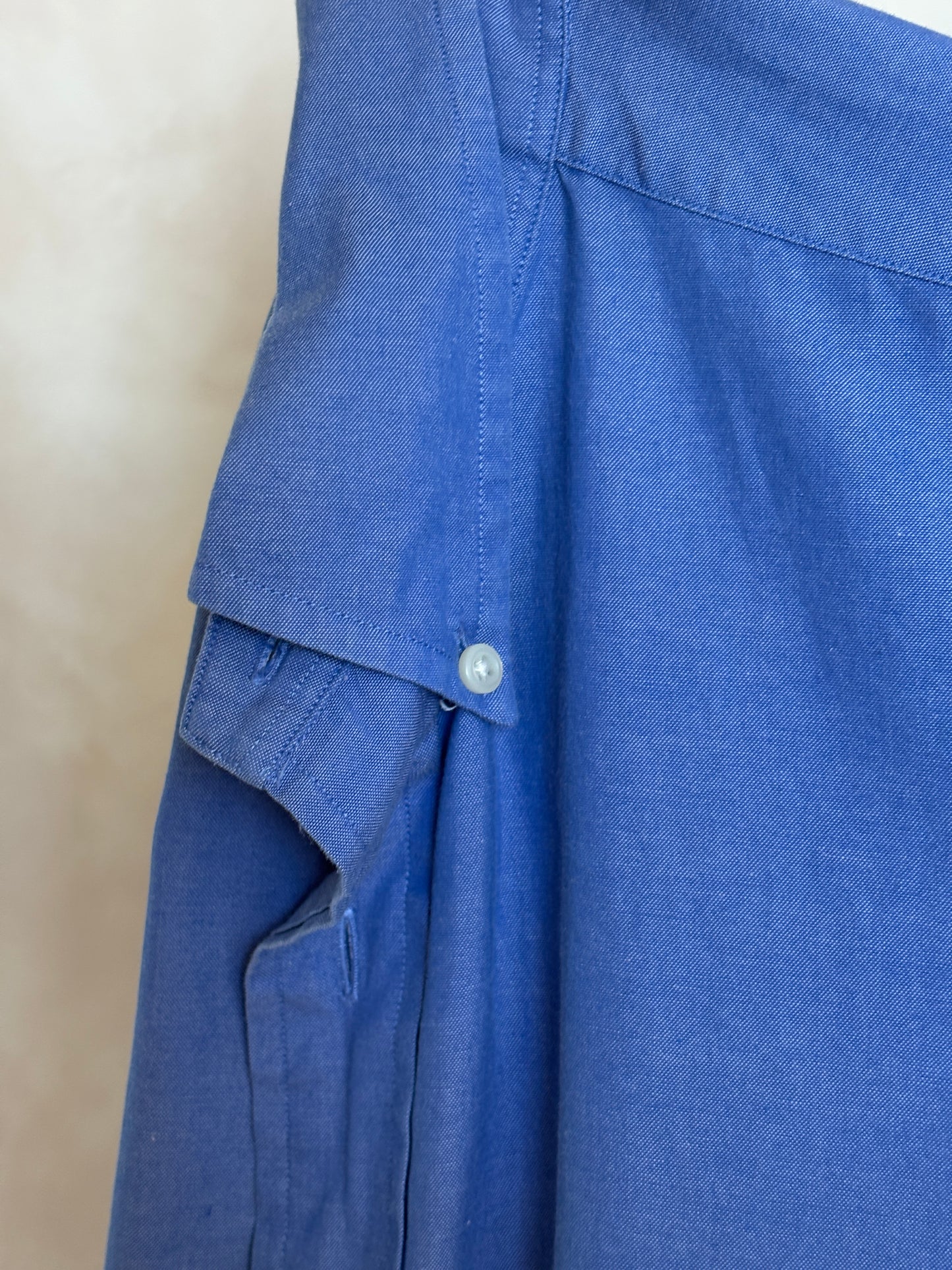 Ralph Lauren YARMOUTH Button-Down Shirt Large | Solid Blue Pinpoint Oxford Cotton | Mens Classic Shirt