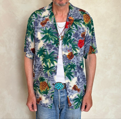 Vintage 90s Hawaiian Rayon Shirt by Utility | Size Medium-AJ357 Studio