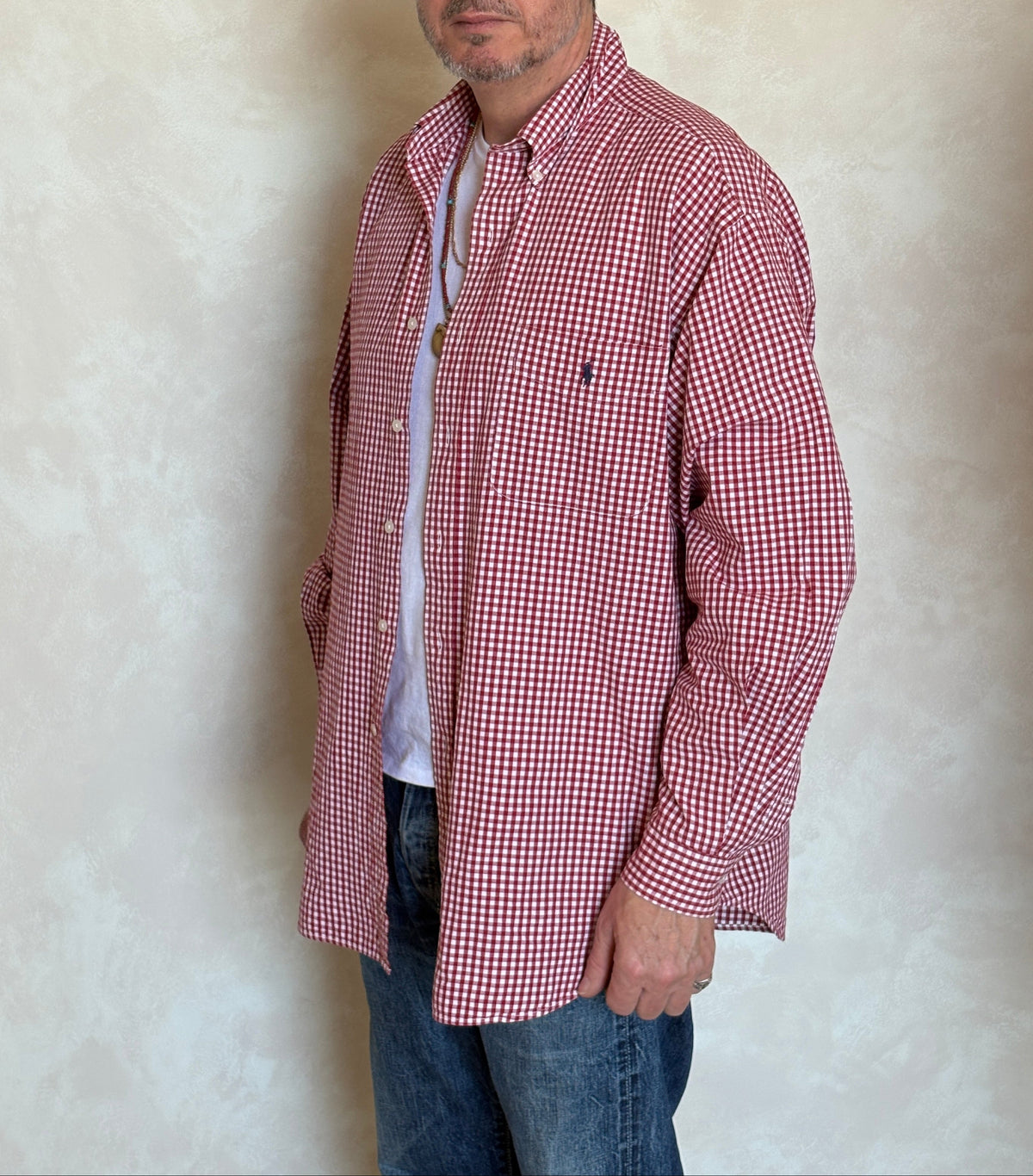 Ralph Lauren Golf TILDEN Button-Down Shirt Large | Red White Gingham Check Cotton | Mens Classic Golf Shirt-AJ357 Studio