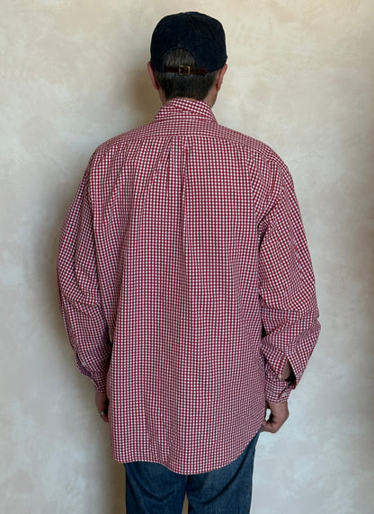 Ralph Lauren Golf TILDEN Button-Down Shirt Large | Red White Gingham Check Cotton | Mens Classic Golf Shirt