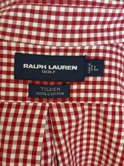 Ralph Lauren Golf TILDEN Button-Down Shirt Large | Red White Gingham Check Cotton | Mens Classic Golf Shirt