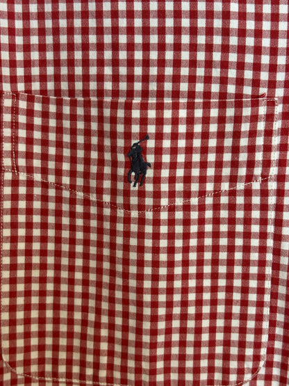 Ralph Lauren Golf TILDEN Button-Down Shirt Large | Red White Gingham Check Cotton | Mens Classic Golf Shirt