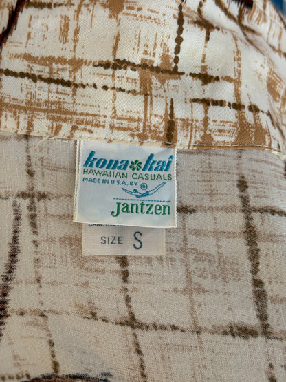 Size S. Vintage 60s Hawaiian cotton shirt made in USA by Jantsen-AJ357 Studio