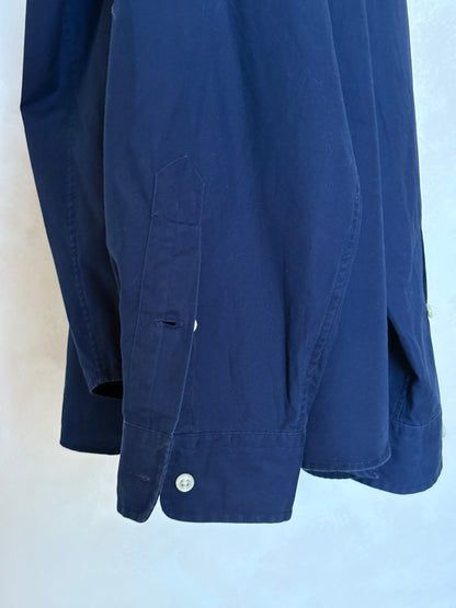 Ralph Lauren BLAKE Button-Down Shirt Large | Solid Navy Two-Ply Cotton | Mens Classic Shirt