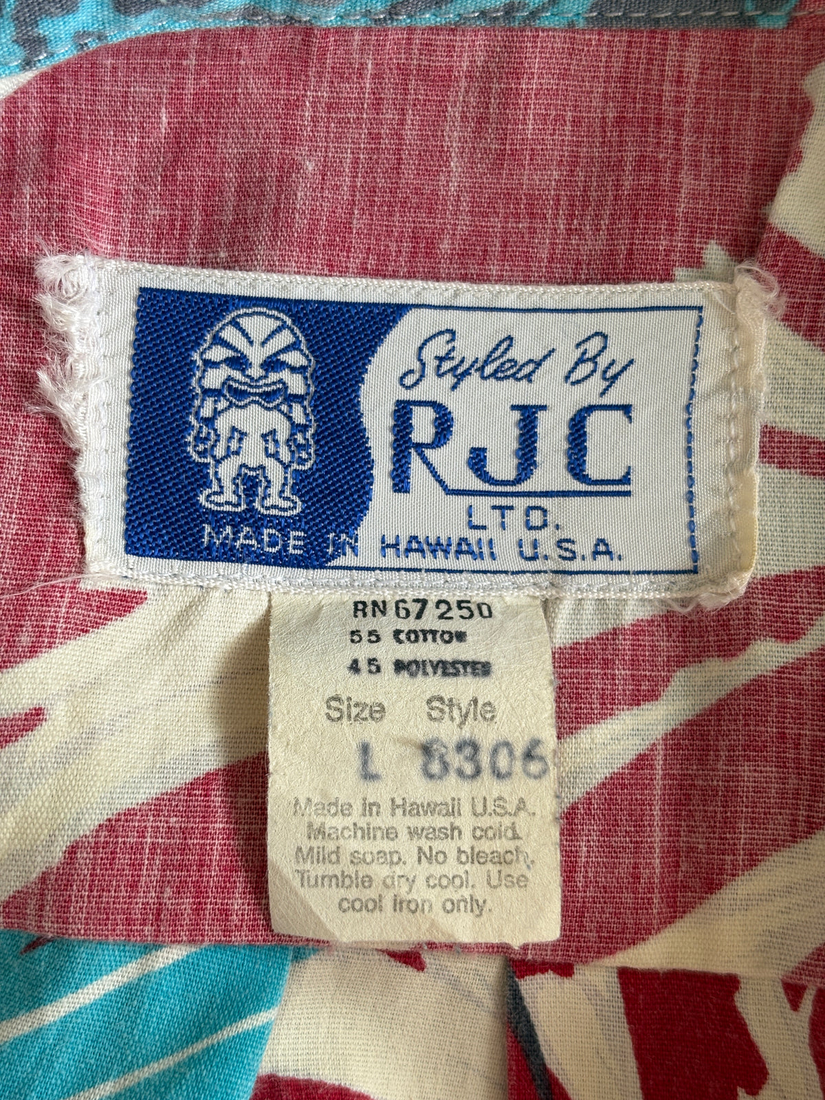 Large. Vintage 70s Hawaiian cotton shirt made by R.J.C Made in Hawaii-AJ357 Studio