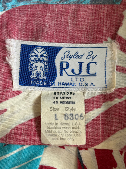 Large. Vintage 70s Hawaiian cotton shirt made by R.J.C Made in Hawaii-AJ357 Studio