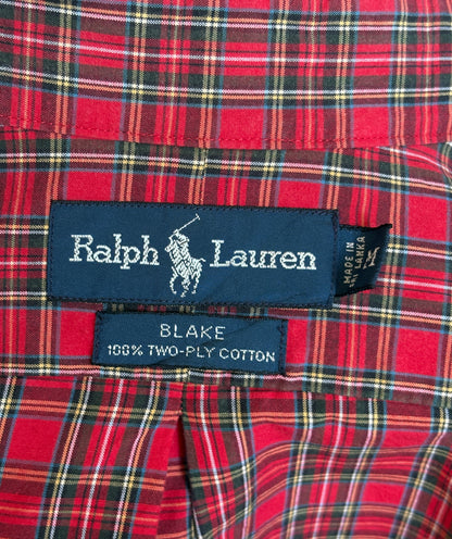 Ralph Lauren BLAKE Button-Down Shirt Medium | Red Tartan Plaid Two-Ply Cotton | Made in Sri Lanka | Mens Classic Shirt