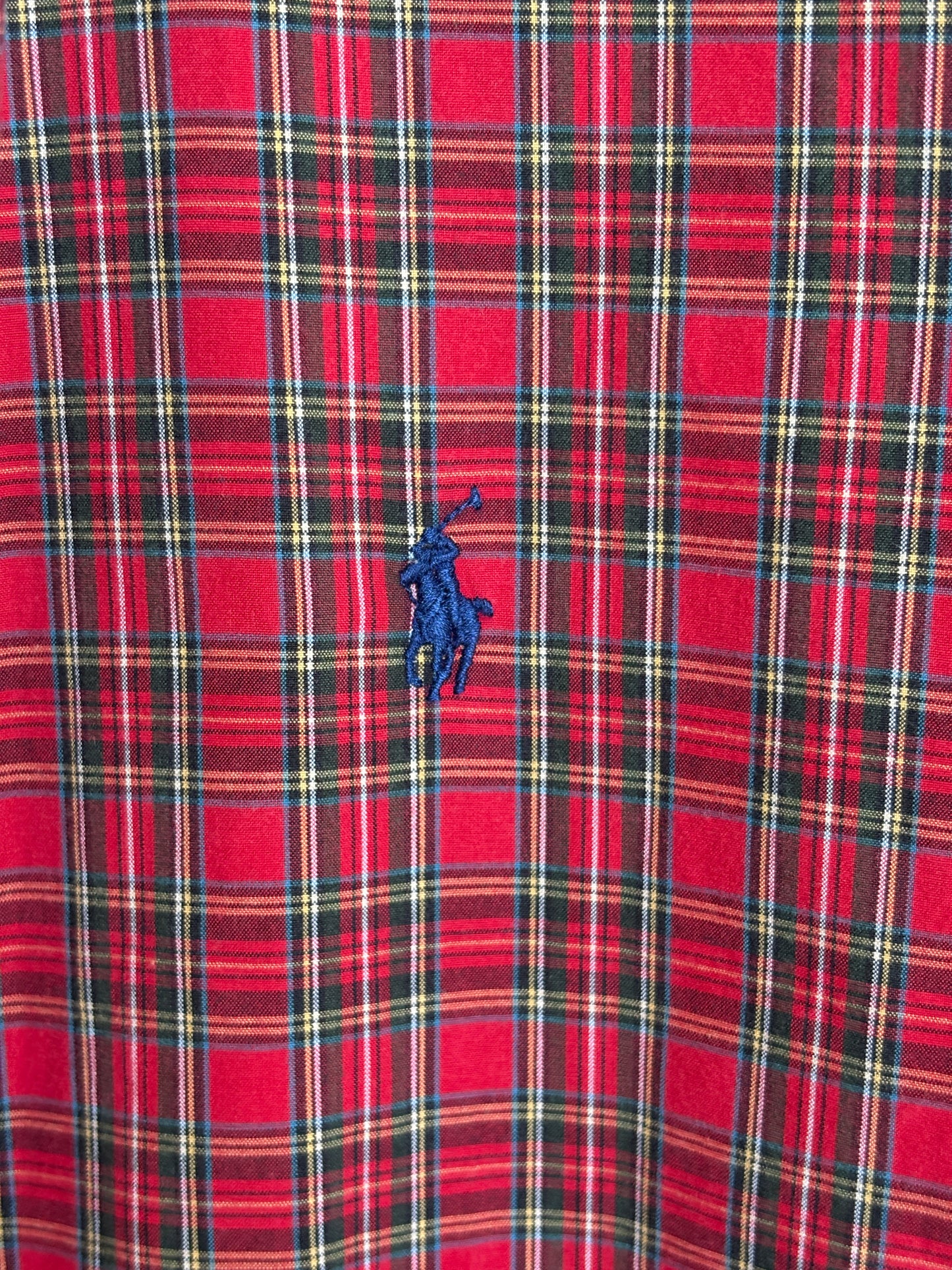 Ralph Lauren BLAKE Button-Down Shirt Medium | Red Tartan Plaid Two-Ply Cotton | Made in Sri Lanka | Mens Classic Shirt