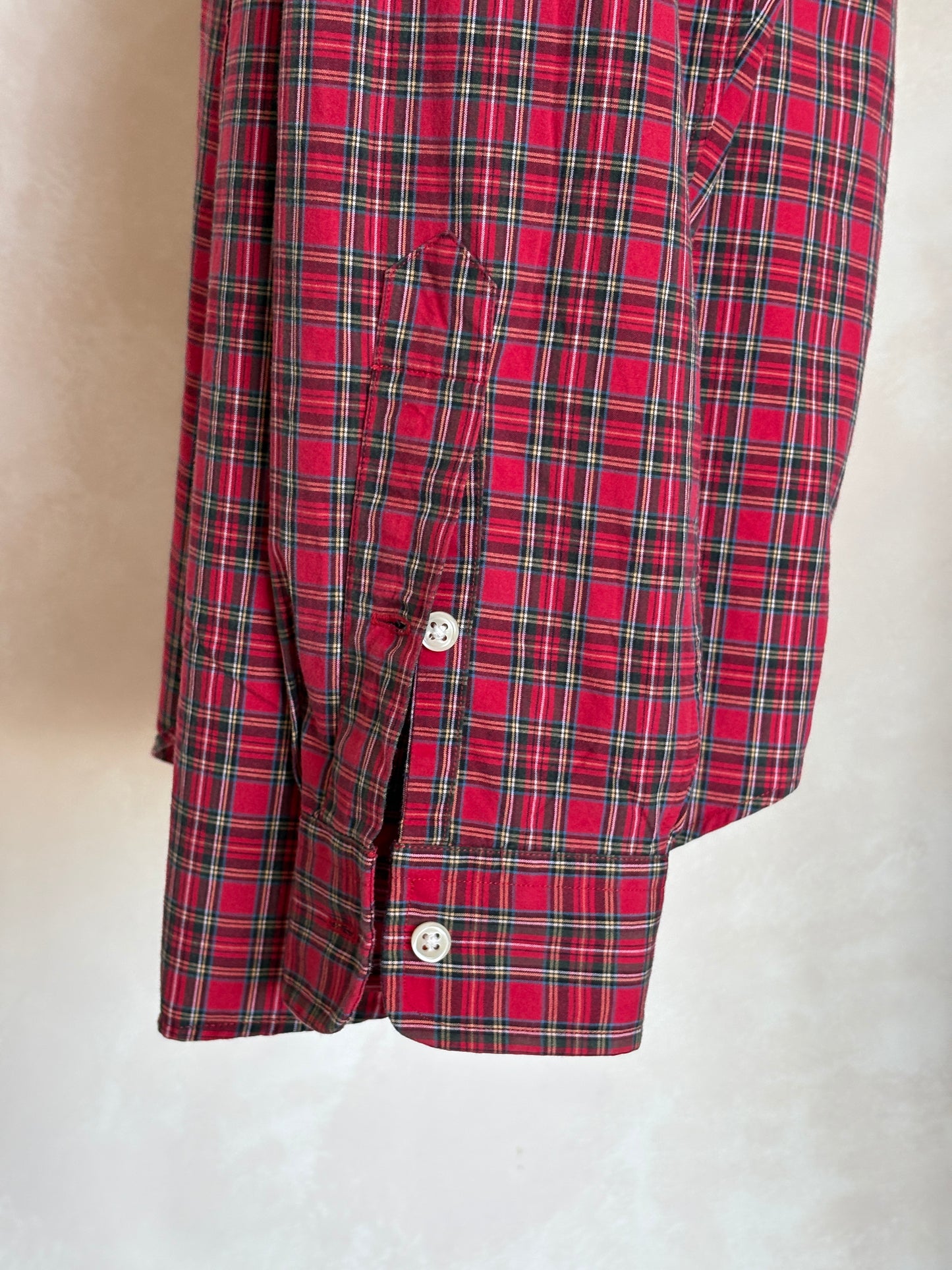Ralph Lauren BLAKE Button-Down Shirt Medium | Red Tartan Plaid Two-Ply Cotton | Made in Sri Lanka | Mens Classic Shirt