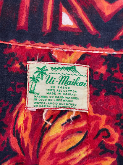 XL. Vintage 70s Hawaiian cotton shirt made in Hawaii by Maikai-AJ357 Studio