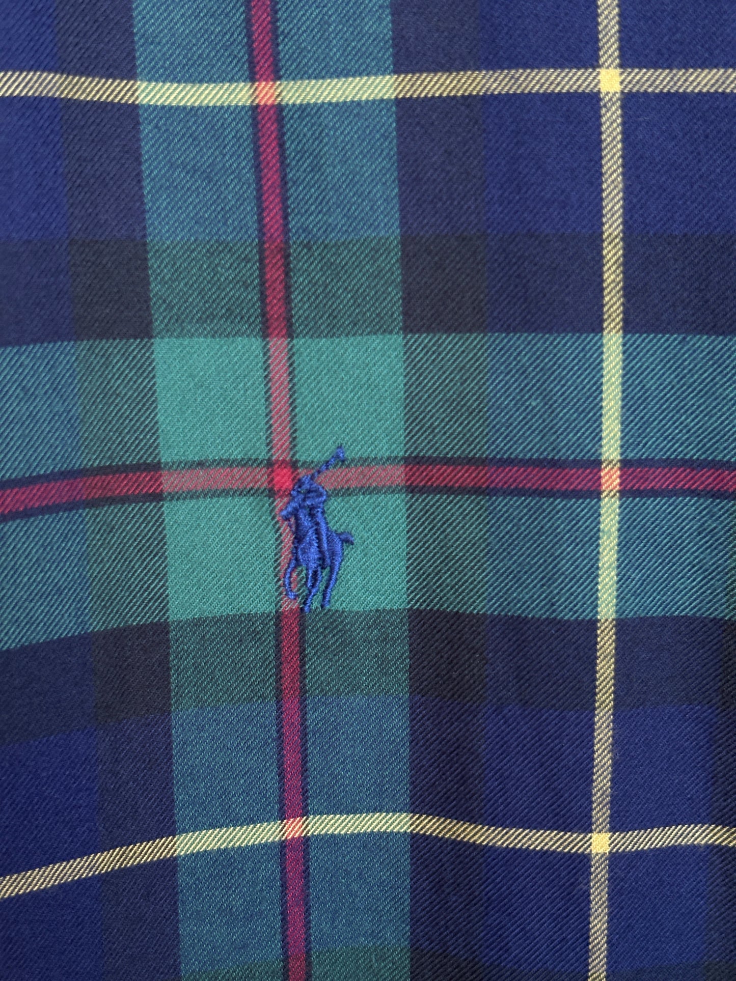 Ralph Lauren Classic Fit Button-Down Shirt Large | Green Navy Tartan Plaid | Mens Classic Shirt