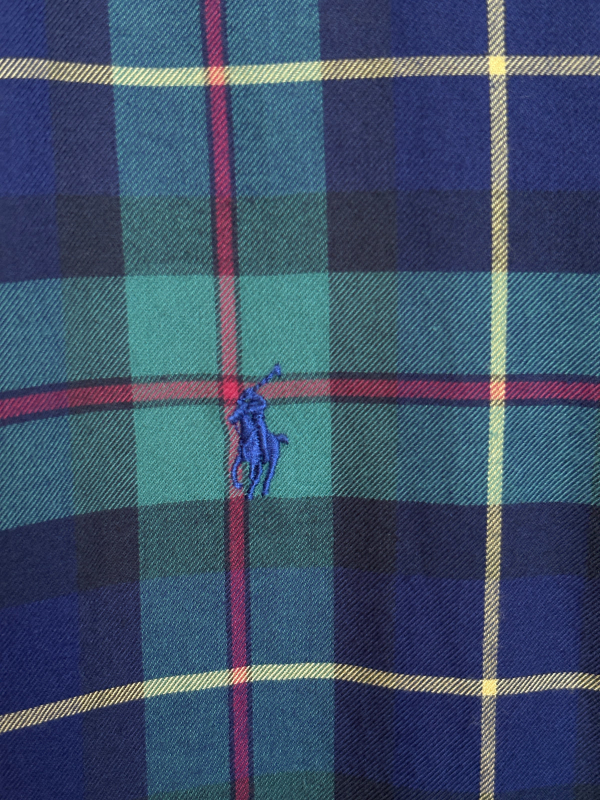 Ralph Lauren Classic Fit Button-Down Shirt Large | Green Navy Tartan Plaid | Mens Classic Shirt-AJ357 Studio