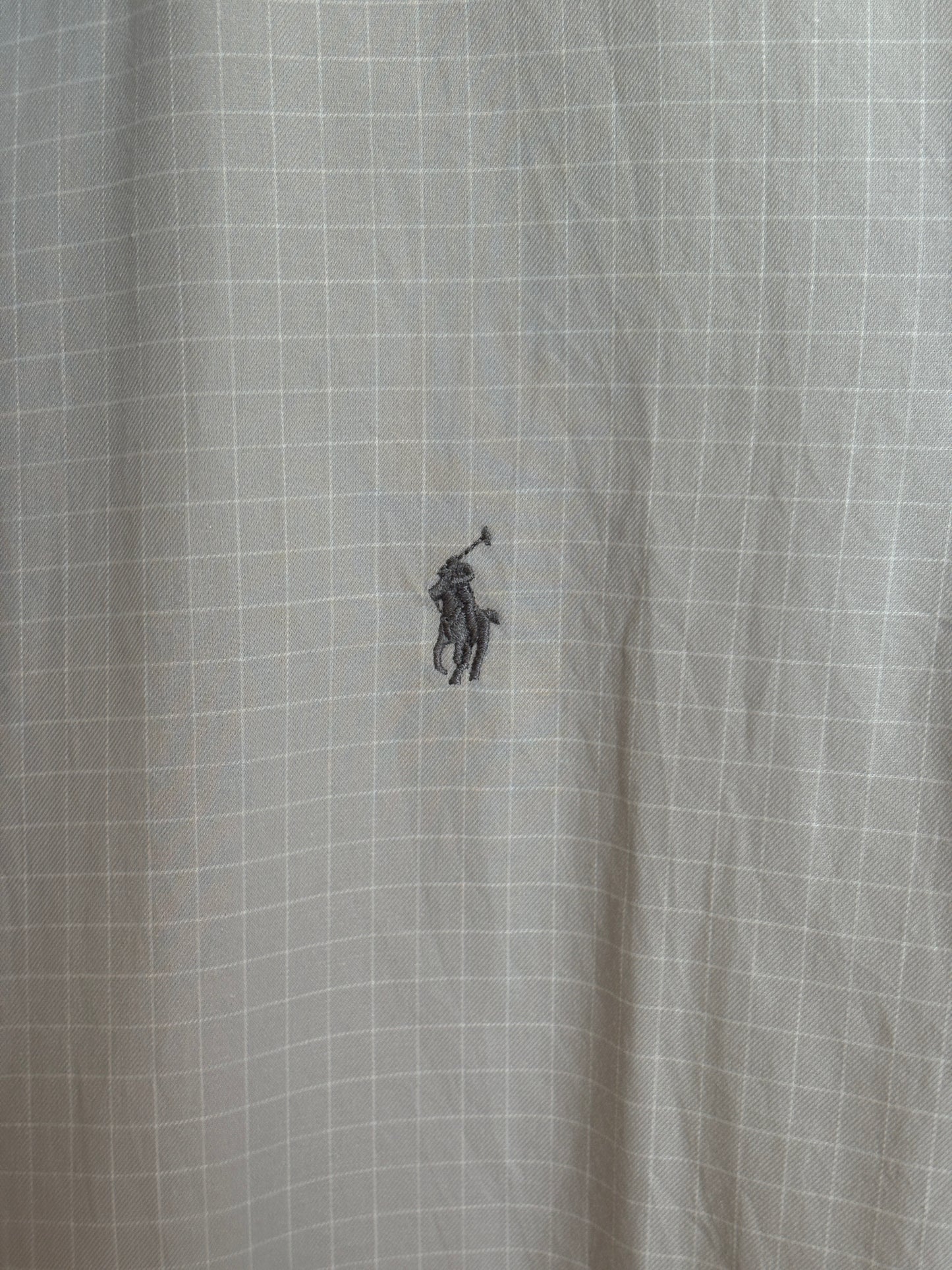 Polo by Ralph Lauren ANDREW Shirt 16-34/35 Large | Grey Windowpane Check Cotton | Vintage Mens Shirt
