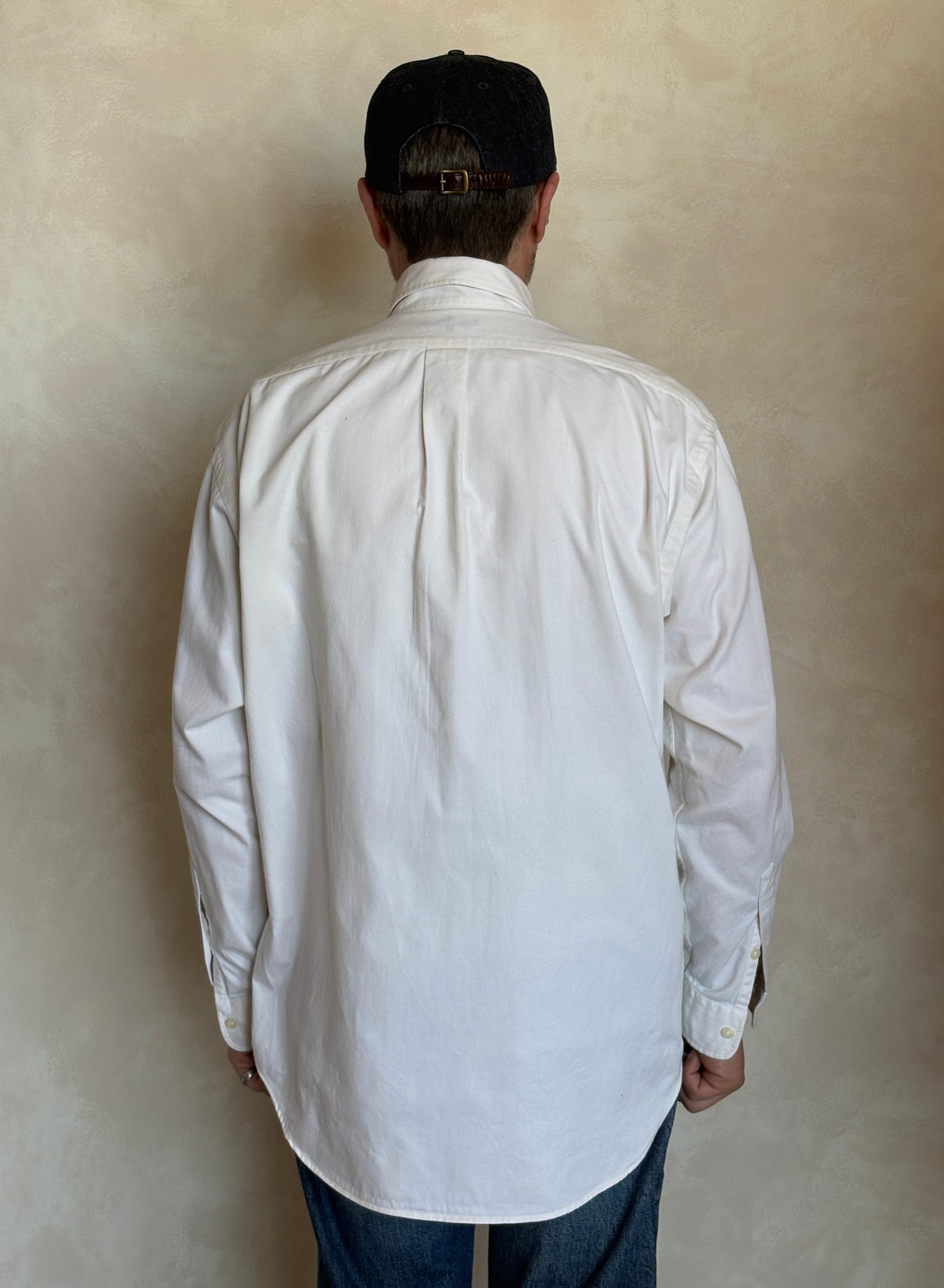 Ralph Lauren BLAIRE Button-Down Shirt Medium | Solid White Cotton | Made in USA | Mens Classic White Shirt