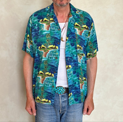 Vintage 90s Hawaiian Rayon Shirt by Ocean Current | Size Medium-AJ357 Studio