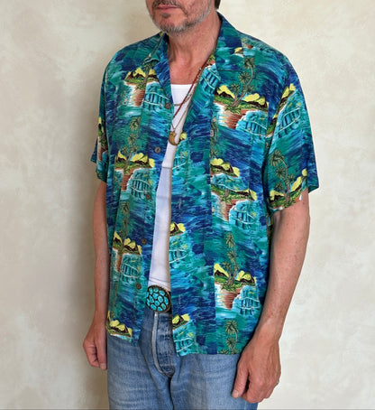 Vintage 90s Hawaiian Rayon Shirt by Ocean Current | Size Medium-AJ357 Studio
