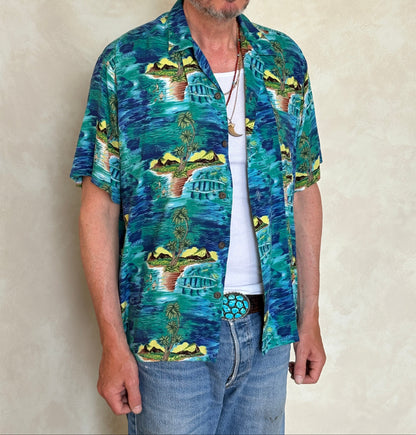 Vintage 90s Hawaiian Rayon Shirt by Ocean Current | Size Medium-AJ357 Studio