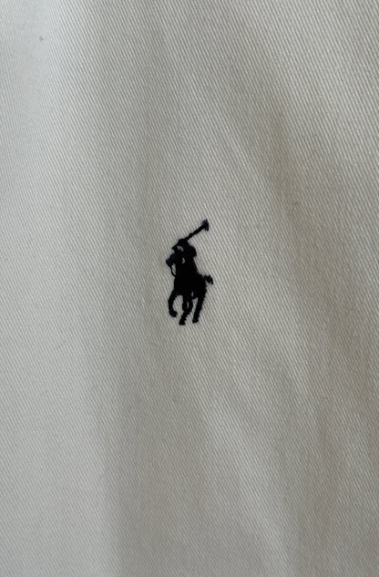 Ralph Lauren BLAIRE Button-Down Shirt Medium | Solid White Cotton | Made in USA | Mens Classic White Shirt