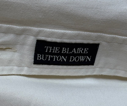 Ralph Lauren BLAIRE Button-Down Shirt Medium | Solid White Cotton | Made in USA | Mens Classic White Shirt