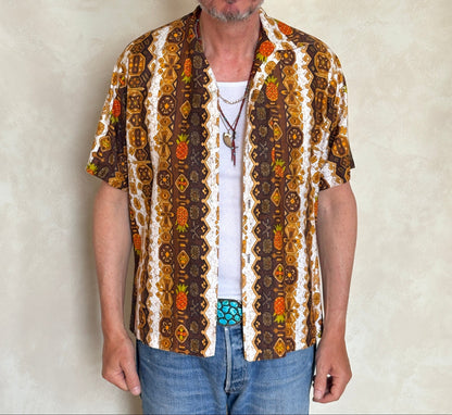 Med. Vintage 70s Hawaiian satin cotton shirt-AJ357 Studio