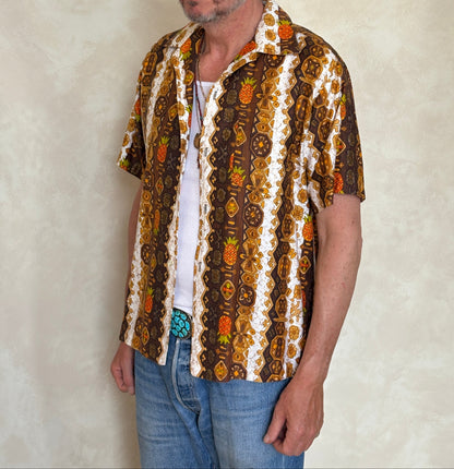 Med. Vintage 70s Hawaiian satin cotton shirt-AJ357 Studio