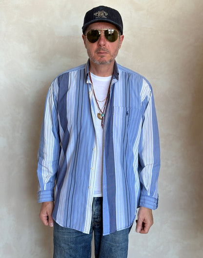Ralph Lauren BLAIRE Button-Down Shirt Medium | Blue Multi Stripe Cotton | Made in Northern Mariana Islands | Mens Classic Shirt