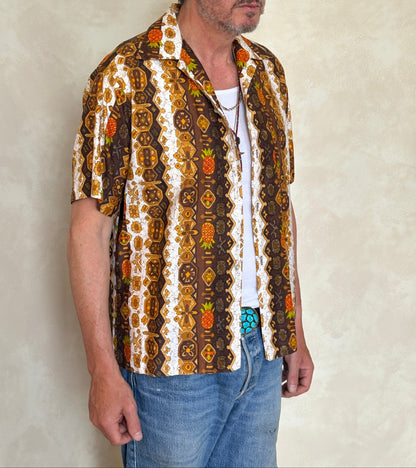Med. Vintage 70s Hawaiian satin cotton shirt-AJ357 Studio