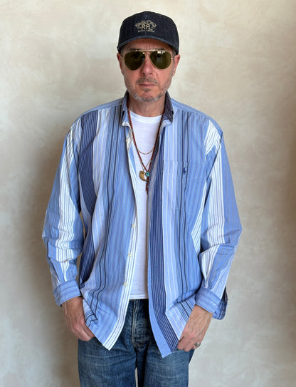 Ralph Lauren BLAIRE Button-Down Shirt Medium | Blue Multi Stripe Cotton | Made in Northern Mariana Islands | Mens Classic Shirt