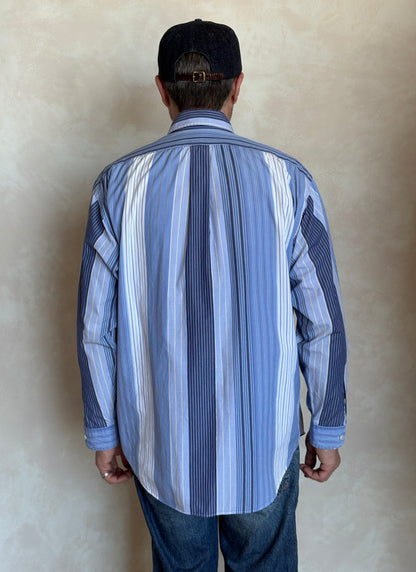 Ralph Lauren BLAIRE Button-Down Shirt Medium | Blue Multi Stripe Cotton | Made in Northern Mariana Islands | Mens Classic Shirt