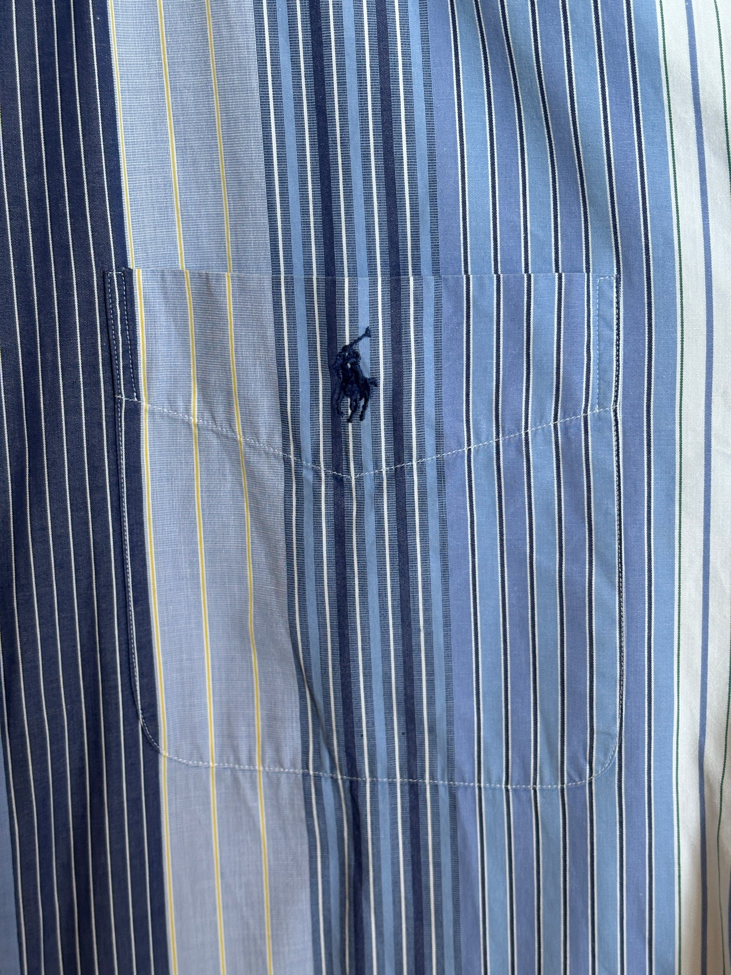 Ralph Lauren BLAIRE Button-Down Shirt Medium | Blue Multi Stripe Cotton | Made in Northern Mariana Islands | Mens Classic Shirt