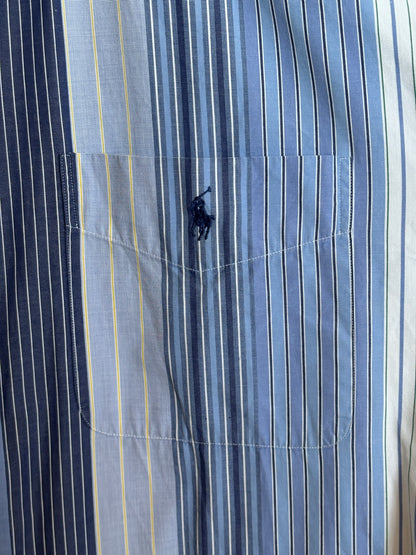 Ralph Lauren BLAIRE Button-Down Shirt Medium | Blue Multi Stripe Cotton | Made in Northern Mariana Islands | Mens Classic Shirt