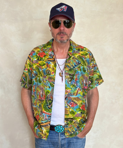 Vintage 60s Hawaiian Satin Shirt Hawaii | AJ357 Studio-AJ357 Studio