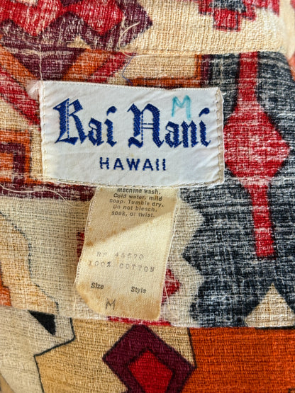 Medium Size Vintage 70s Hawaiian Barkcloth Cotton Shirt - Island Collectible-AJ357 Studio