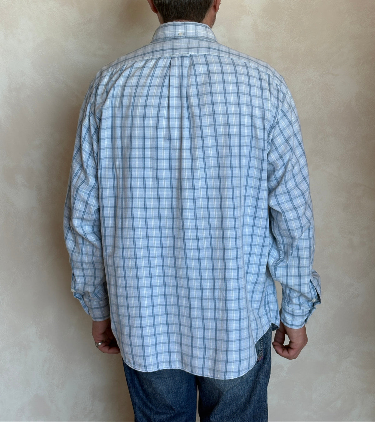Ralph Lauren Sport Button-Down Shirt Large | Light Blue Plaid Cotton | Vintage Mens Shirt — As Is-AJ357 Studio