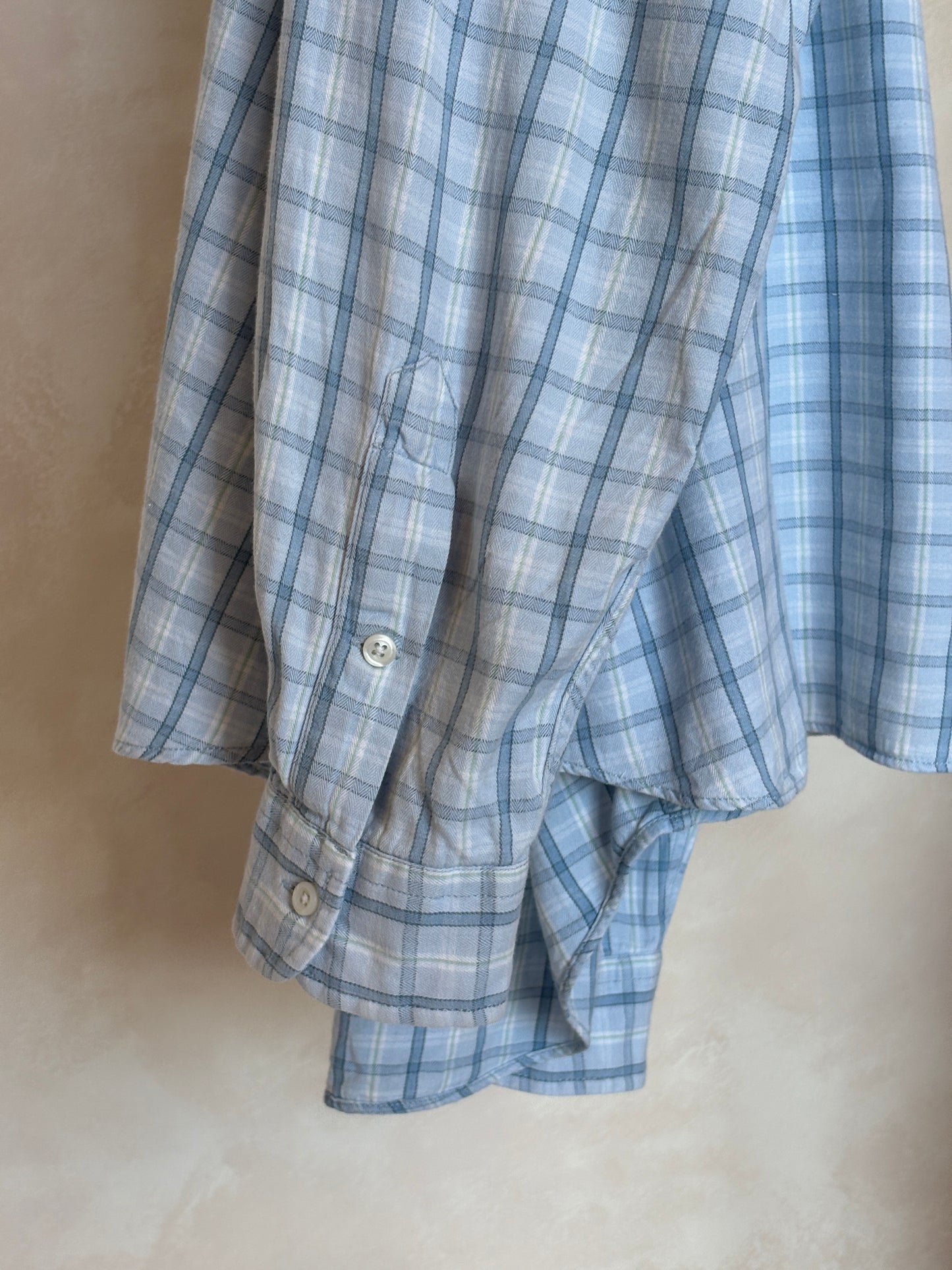 Ralph Lauren Sport Button-Down Shirt Large | Light Blue Plaid Cotton | Vintage Mens Shirt — As Is